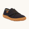 Froddo barefoot kids slipper in dark blue available at Babipur. A canvas style slipper shoes with a velcro fastener for a secure fit and a dark brown grippy sole