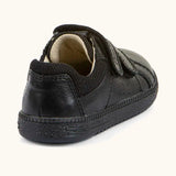 Back of Froddo barefoot natural leather kids Steve school shoe in black with a padded ankle support
