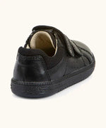 Back of Froddo barefoot natural leather kids Steve school shoe in black with a padded ankle support