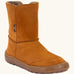 Froddo barefoot kids suede tex boots in rusty brown with a fluffy fleece inner liner and brown flexible rubber sole