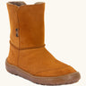 Froddo barefoot kids suede tex boots in rusty brown with a fluffy fleece inner liner and brown flexible rubber sole