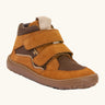 Rusty brown Froddo barefoot kids TEX suede shoes with 2 velcro straps and a zero-drop grippy sole