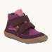 Froddo barefoot tex kids autumn shoes in purple available at Babipur. A soft ankle high shoe in purple with a light brown rubber sole. Features two velcro straps for a secure fit 