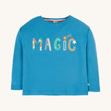 Frugi Bethany Applique Top - Deep Water/Magic