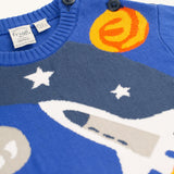 Frugi Elwood Knitted Jumper - Blue Tang/Rocket