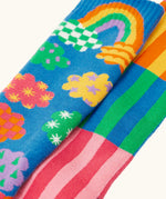 Frugi GOTS organic cotton 2 pack of fun frenzy socks laid flat 