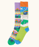 Frugi GOTS organic cotton 2 pack of socks features a winter inspired fairisle design and a polar scene design sock