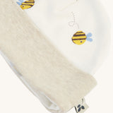 A closer look at the hat on the Frugi Baby Muslin Gift Set - Buzzy Bee