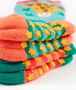A closer look at the grippy dots on the Frugi Grippy Socks 2 Pack - Giraffe