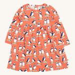 Frugi Dee Dress - Puffin Pals. A lovely peach dress with Frugi puffin print