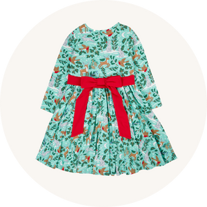 Frugi Party Skater Dress - Festive Forest to represent organic Frugi kids clothing for sale at Babipur.

