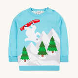 Frugi Elwood Knitted Jumper - Blue/Polar Bear