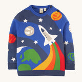Frugi Elwood Knitted Jumper - Blue Tang/Rocket
