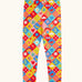 Frugi favourite things Libby leggings. GOTS organic cotton leggings with a repeating colourful design and elasticated waist band