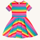 Robe patineuse Sunshine de Frugi - Rayures arc-en-ciel Foxglove