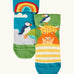 Frugi GOTS organic cottonfun fold over socks in a 2 Pack with a highlands inspired design design and a hidden detail on the cuff