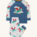 Frugi Jamie jim jams in dragon skies available at Babipur. A GOTS organic cotton 2 piece pyjama set with a flying green dragon design.