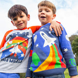 Frugi Elwood Knitted Jumper - Blue Tang/Rocket