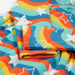 A closer look at the long sleeves on the Frugi Kiki Kimono Dress - Wavy Stars