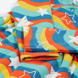 A closer look at the long sleeves on the Frugi Kiki Kimono Dress - Wavy Stars