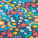A closer look at the beautiful flower and rainbow print on the Frugi Bryher Top - Winter Hedgerow