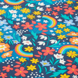 A closer look at the beautiful flower and rainbow print on the Frugi Bryher Top - Winter Hedgerow