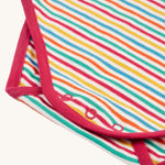 A look at the popper fasteners on the bottom of the Frugi Betty Body - Lingonberry Multi-Stripe
