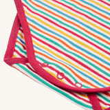 A look at the popper fasteners on the bottom of the Frugi Betty Body - Lingonberry Multi-Stripe