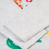 Frugi Bethany Applique Top - Grey Marl/Go Wild Animals