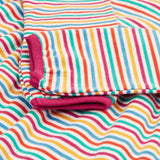 A look at the sleeves on the Frugi Dolcie Dress - Lingonberry Multi-Stripe