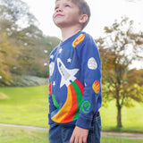 Frugi Elwood Knitted Jumper - Blue Tang/Rocket