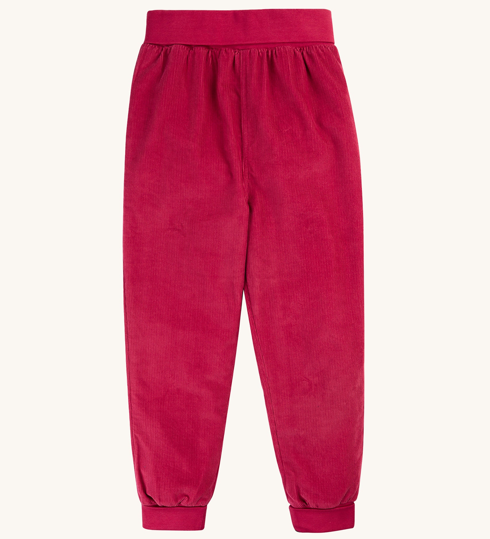 Frugi Carrot Cord Pull Ups - Lingonberry, in a bold pink colour