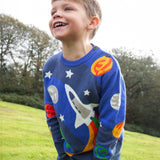 Frugi Elwood Knitted Jumper - Blue Tang/Rocket
