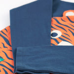 A look at the sleeves on the Frugi Happy Raglan Top - Tiger