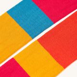 A closer look at the colours on the Frugi Norah Tights - Deep Water Colour Block