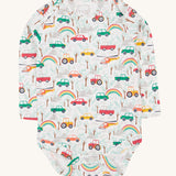 The vehicle print Frugi Super Special 2 Pack Body - Let'S Go!/Iguana Multi Stripe