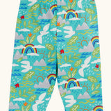 Frugi GOTS organic cotton happy hikes Laurie shorts in aqua with a repeating playful seagull and mountain design