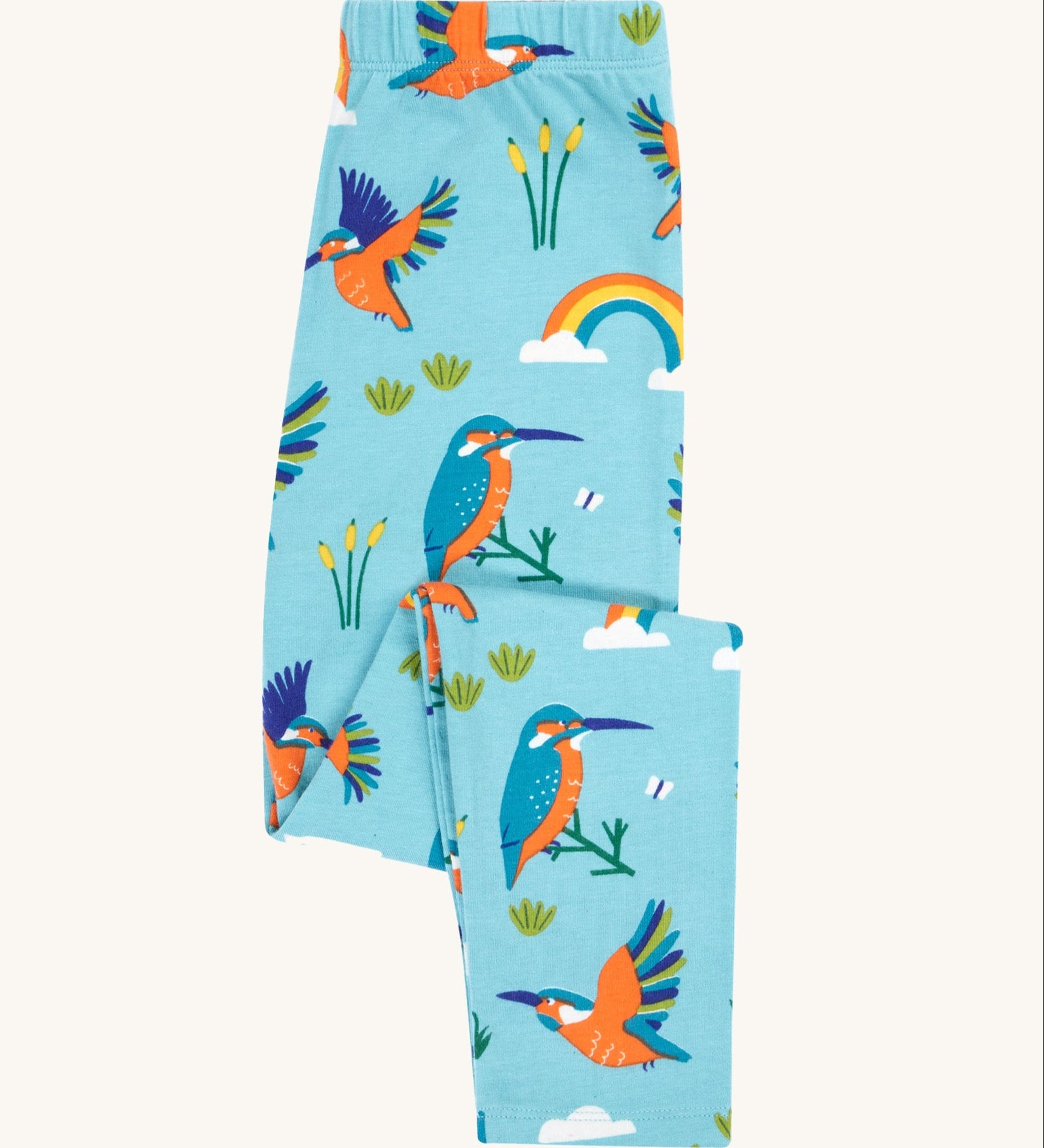 GOTS organic cotton Frugi libby leggings in kingfisher skies design available at Babipur. 