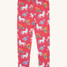 Frugi libby leggings in rose unicorn/floral available at Babipur. A GOTS organic cotton legging in pink with a white unicorn and floral design.