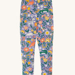 Frugi Libby Printed Leggings - Rainforest Friends. Soft, organic cotton leggins in lilac, with zebras, flamingos, parrots, and more wild friends print.