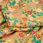 A closer look at the sleeves and beautiful floral print on the Frugi Autumn Dress - Autumn Friends