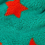 A closer look at the soft fleece texture and star pattern on the Frugi Zipped Ted Fleece Jacket - Bonfire Stars