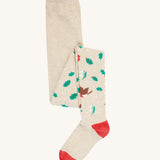 Frugi Norah Tights 2 Pack - Oatmeal Robin/Red
