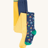 Lot de 2 collants Frugi Norah - Motif fleuri breton/bleu marine Bumblebee