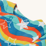 A closer look at the collar section of the wrap around Frugi Kiki Kimono Dress - Wavy Stars