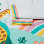 A closer look at the striped cuffs on the Frugi Kiera Knitted Dress - Grey Marl/Giraffe
