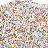 Frugi GOTS organic cotton mabel outfit showing a close up of the Highland F
fields print on the top