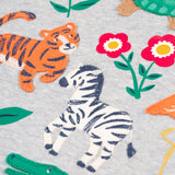 Frugi Bethany Applique Top - Grey Marl/Go Wild Animals