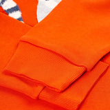 A closer look at the wrist cuffs on the Frugi Owen Top - Bonfire/Lemur