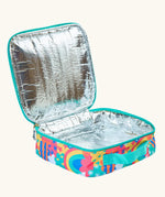 An open Frugi fun frenzy pack a lunch bag showing a insulated inner liner